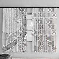 Niue White Sunday Window Curtain Niuean Lotu Tamaiti Hiapo Pattern LT9 With Hooks White - Polynesian Pride