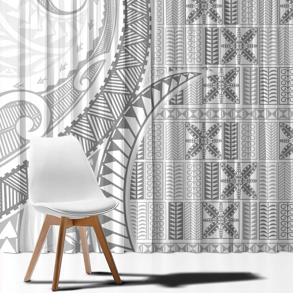 Niue White Sunday Window Curtain Niuean Lotu Tamaiti Hiapo Pattern LT9 - Polynesian Pride