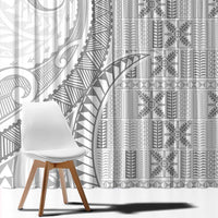 Niue White Sunday Window Curtain Niuean Lotu Tamaiti Hiapo Pattern LT9 - Polynesian Pride