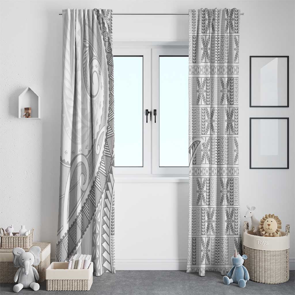 Niue White Sunday Window Curtain Niuean Lotu Tamaiti Hiapo Pattern LT9 - Polynesian Pride
