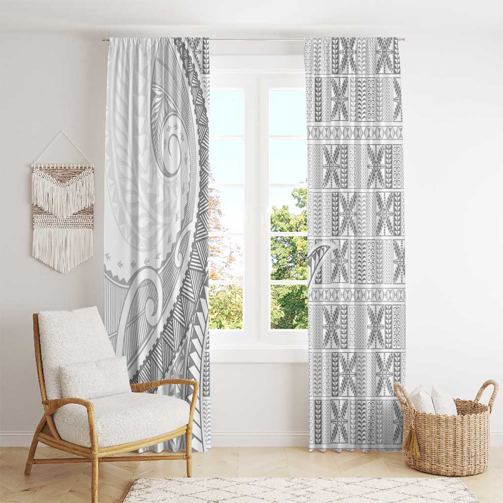 Niue White Sunday Window Curtain Niuean Lotu Tamaiti Hiapo Pattern LT9 - Polynesian Pride