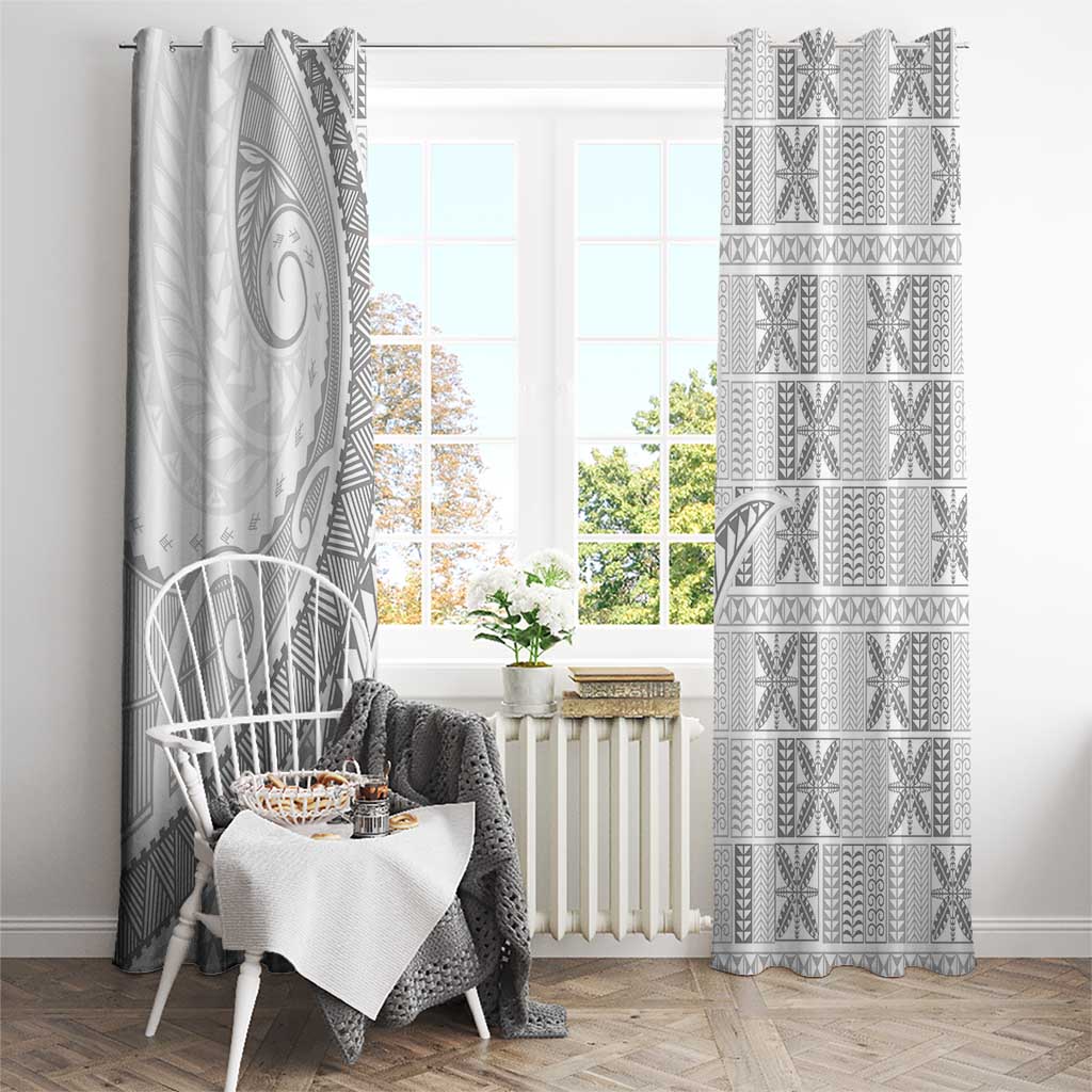 Niue White Sunday Window Curtain Niuean Lotu Tamaiti Hiapo Pattern LT9 - Polynesian Pride