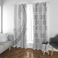 Niue White Sunday Window Curtain Niuean Lotu Tamaiti Hiapo Pattern LT9 With Grommets White - Polynesian Pride