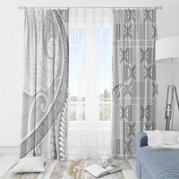 Niue White Sunday Window Curtain Niuean Lotu Tamaiti Hiapo Pattern LT9 - Polynesian Pride