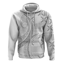 Niue White Sunday Zip Hoodie Niuean Lotu Tamaiti Hiapo Pattern LT9 Zip Hoodie White - Polynesian Pride