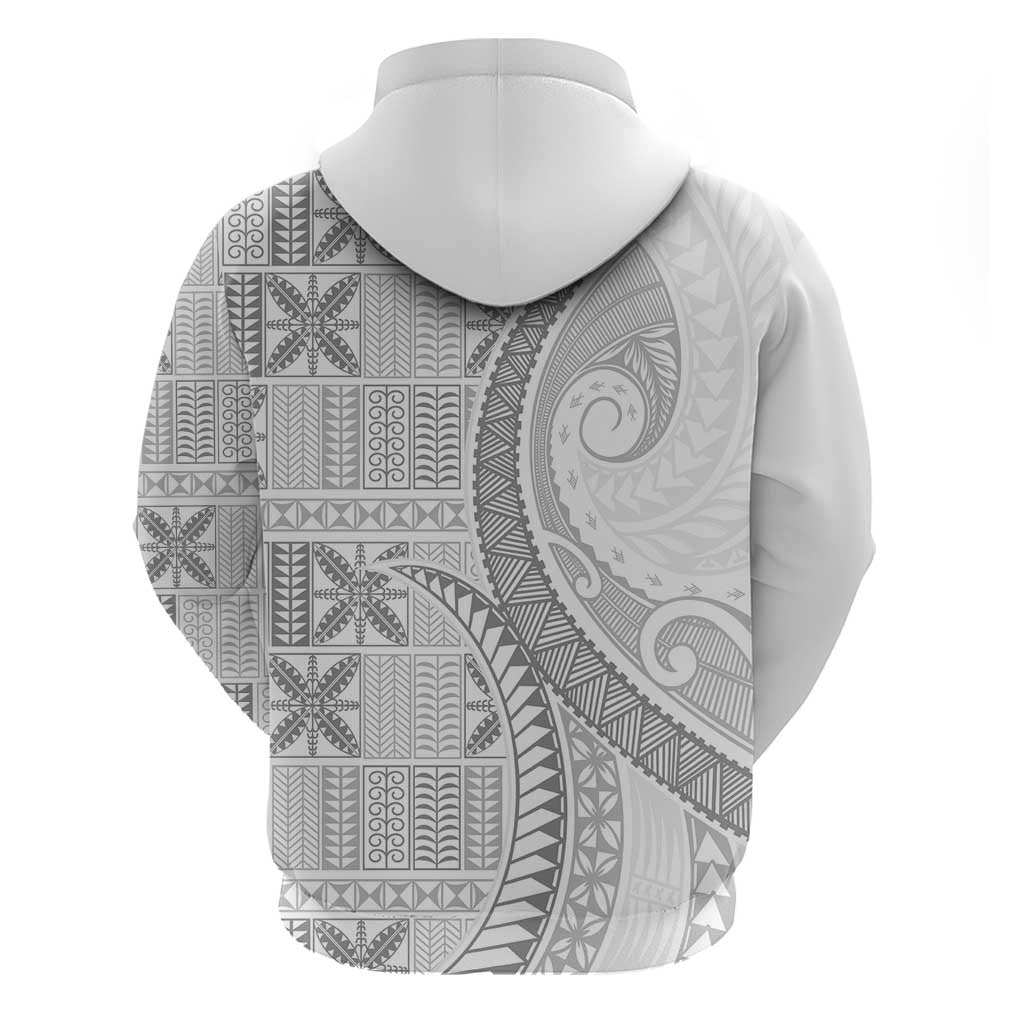 Niue White Sunday Zip Hoodie Niuean Lotu Tamaiti Hiapo Pattern LT9 - Polynesian Pride