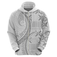 Niue White Sunday Zip Hoodie Niuean Lotu Tamaiti Hiapo Pattern LT9 - Polynesian Pride