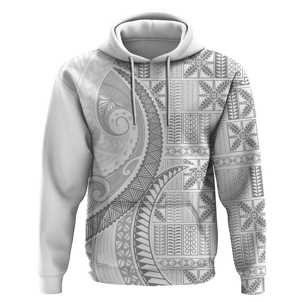 Niue White Sunday Zip Hoodie Niuean Lotu Tamaiti Hiapo Pattern LT9 Pullover Hoodie White - Polynesian Pride