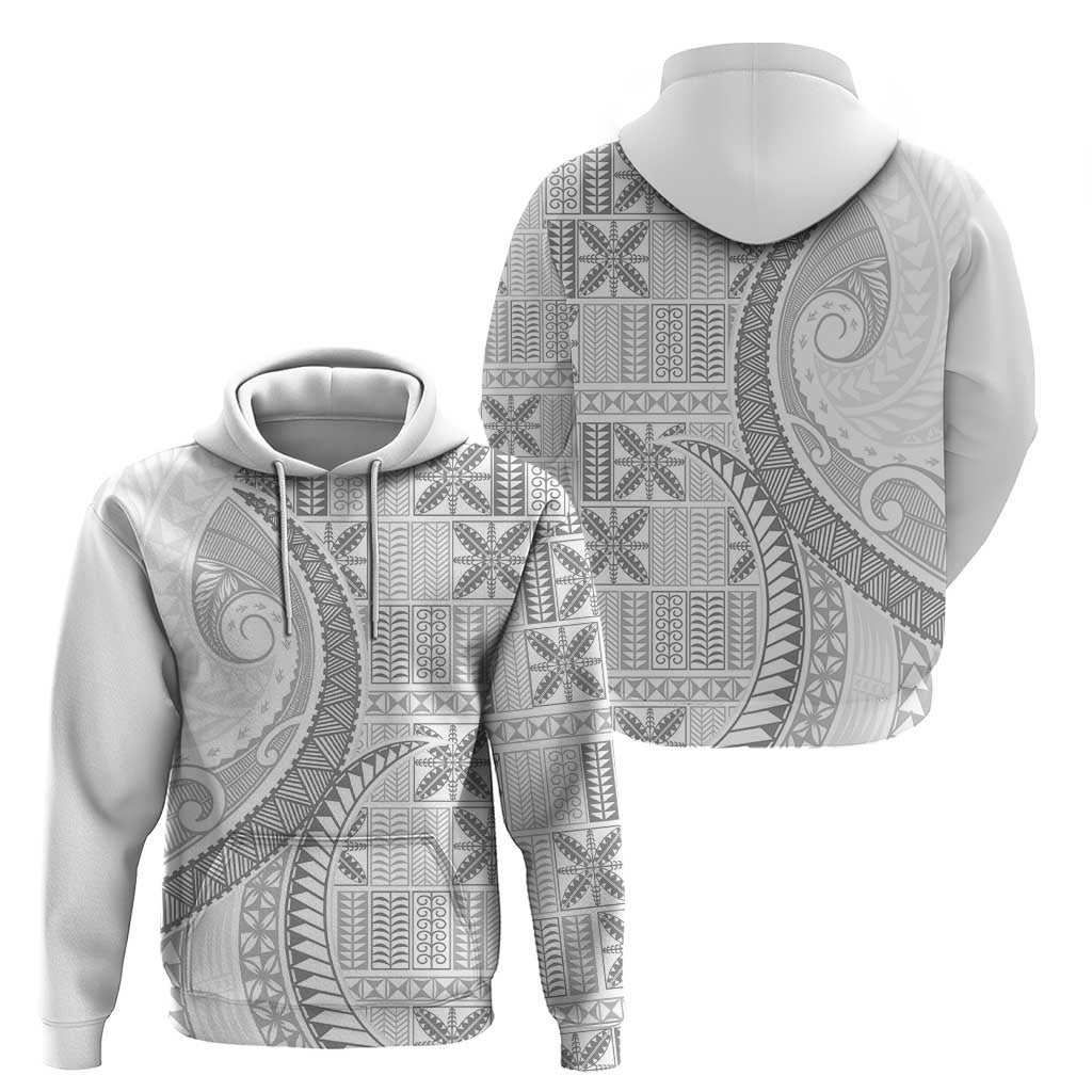Niue White Sunday Zip Hoodie Niuean Lotu Tamaiti Hiapo Pattern LT9 - Polynesian Pride