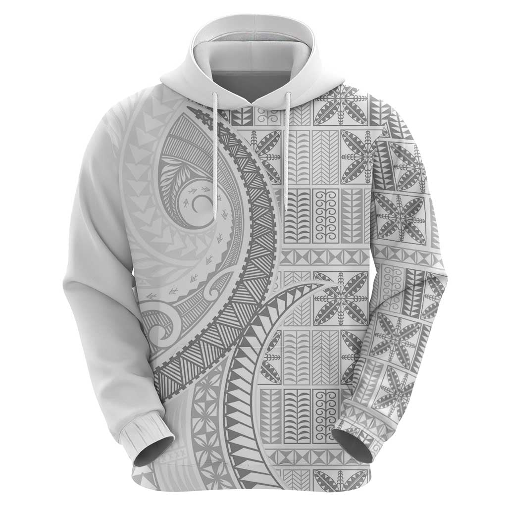 Niue White Sunday Zip Hoodie Niuean Lotu Tamaiti Hiapo Pattern LT9 - Polynesian Pride