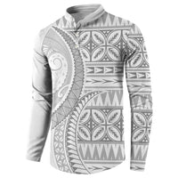 Polynesian White Sunday Button Sweatshirt Lotu Tamaiti Melanesian Pattern LT9 - Polynesian Pride