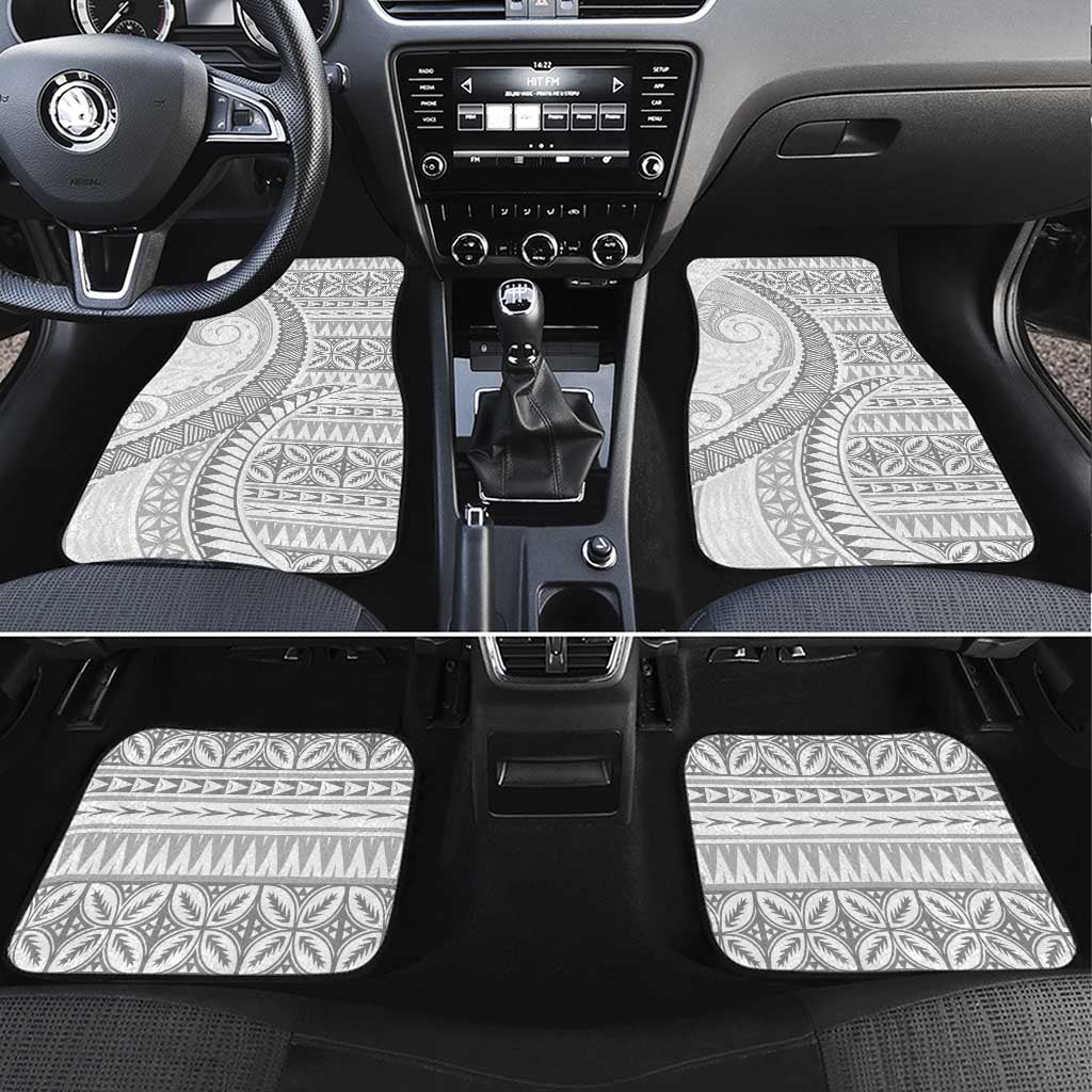 Polynesian White Sunday Car Mats Lotu Tamaiti Melanesian Pattern LT9 Set 4pcs White - Polynesian Pride