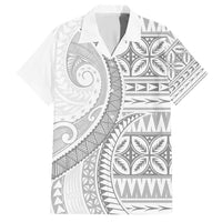Polynesian White Sunday Hawaiian Shirt Lotu Tamaiti Melanesian Pattern LT9 White - Polynesian Pride