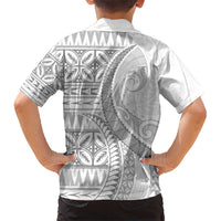 Polynesian White Sunday Hawaiian Shirt Lotu Tamaiti Melanesian Pattern LT9 - Polynesian Pride