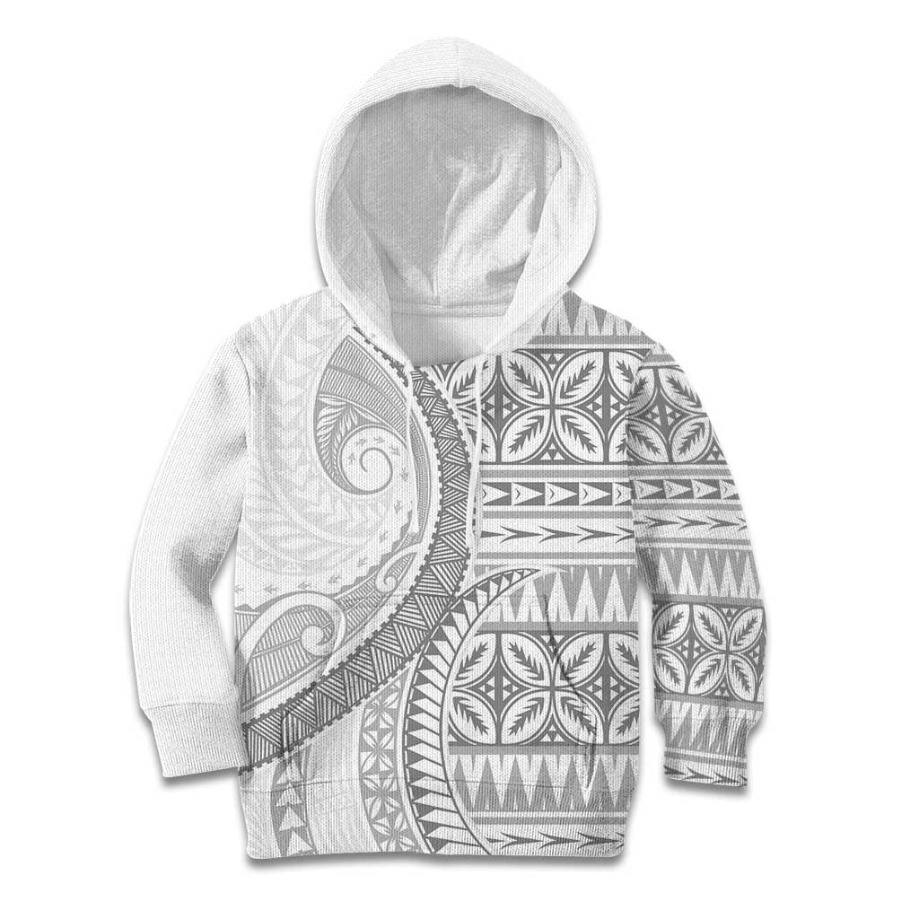 Polynesian White Sunday Kid Hoodie Lotu Tamaiti Melanesian Pattern LT9 Hoodie White - Polynesian Pride