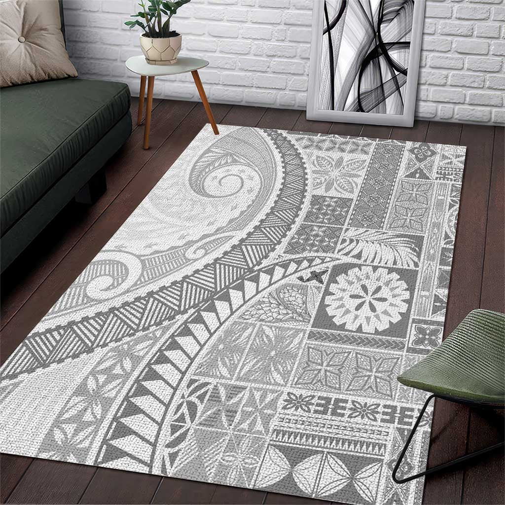 Samoa Siapo White Sunday Area Rug Lotu Tamaiti Polynesian White Pattern LT9 White - Polynesian Pride