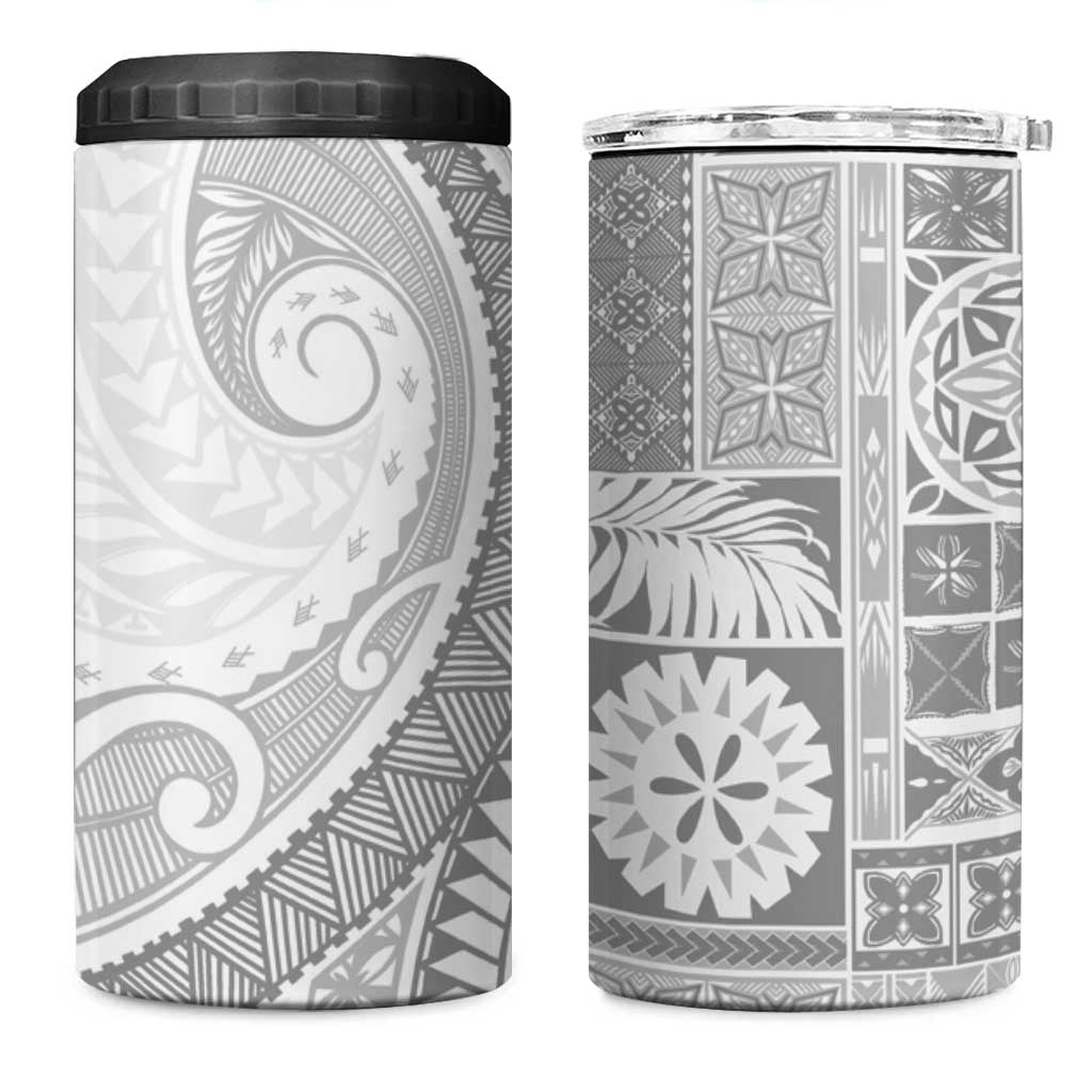 Samoa Siapo White Sunday 4 in 1 Can Cooler Tumbler Lotu Tamaiti Polynesian White Pattern LT9 One Size: 16 oz White - Polynesian Pride