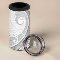 Samoa Siapo White Sunday 4 in 1 Can Cooler Tumbler Lotu Tamaiti Polynesian White Pattern LT9 - Polynesian Pride