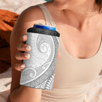 Samoa Siapo White Sunday 4 in 1 Can Cooler Tumbler Lotu Tamaiti Polynesian White Pattern LT9 - Polynesian Pride