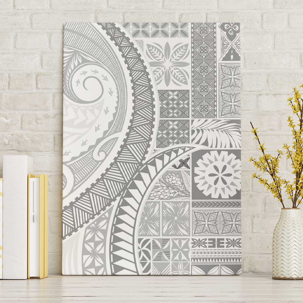 Samoa Siapo White Sunday Canvas Wall Art Lotu Tamaiti Polynesian White Pattern LT9 Without Frame White - Polynesian Pride