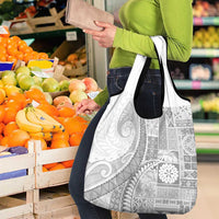 Samoa Siapo White Sunday Grocery Bag Lotu Tamaiti Polynesian White Pattern LT9 - Polynesian Pride