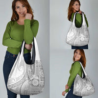 Samoa Siapo White Sunday Grocery Bag Lotu Tamaiti Polynesian White Pattern LT9 - Polynesian Pride