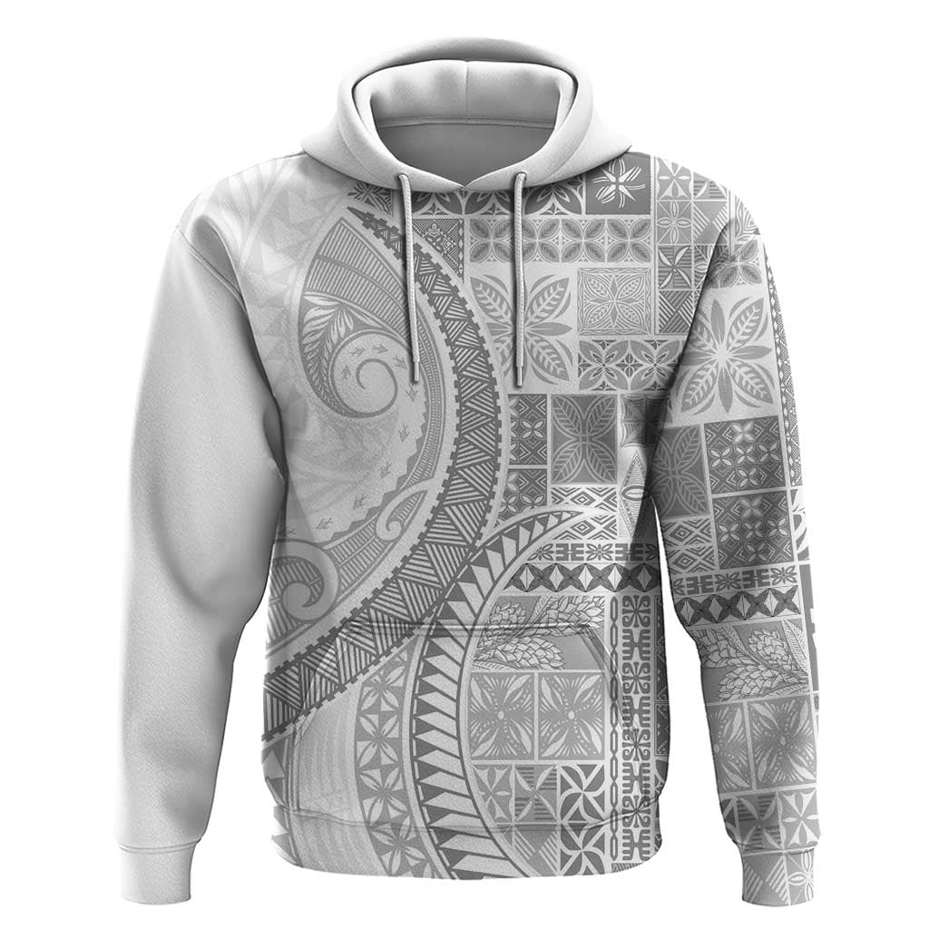 Samoa Siapo White Sunday Hoodie Lotu Tamaiti Polynesian White Pattern LT9 Pullover Hoodie White - Polynesian Pride