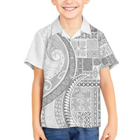 Samoa Siapo White Sunday Kid Hawaiian Shirt Lotu Tamaiti Polynesian White Pattern LT9 Kid White - Polynesian Pride
