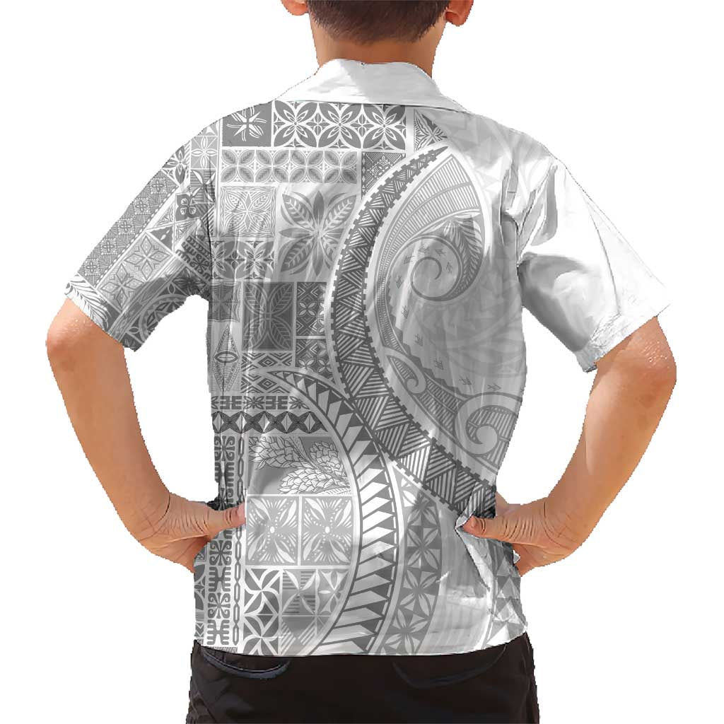 Samoa Siapo White Sunday Kid Hawaiian Shirt Lotu Tamaiti Polynesian White Pattern LT9 - Polynesian Pride
