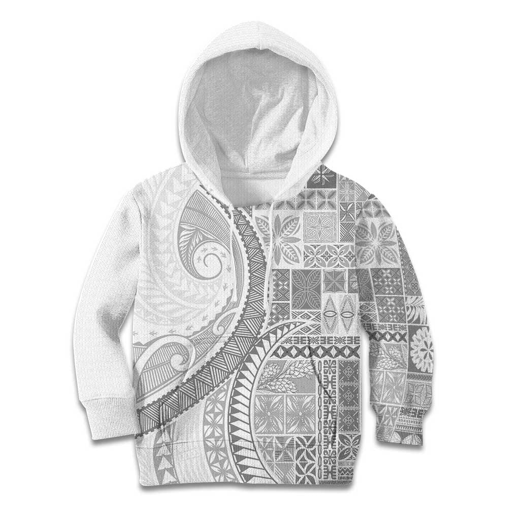 Samoa Siapo White Sunday Kid Hoodie Lotu Tamaiti Polynesian White Pattern LT9 Hoodie White - Polynesian Pride