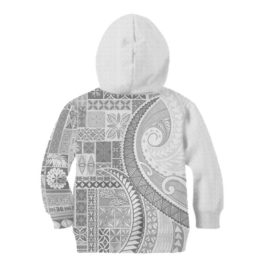 Samoa Siapo White Sunday Kid Hoodie Lotu Tamaiti Polynesian White Pattern LT9 - Polynesian Pride