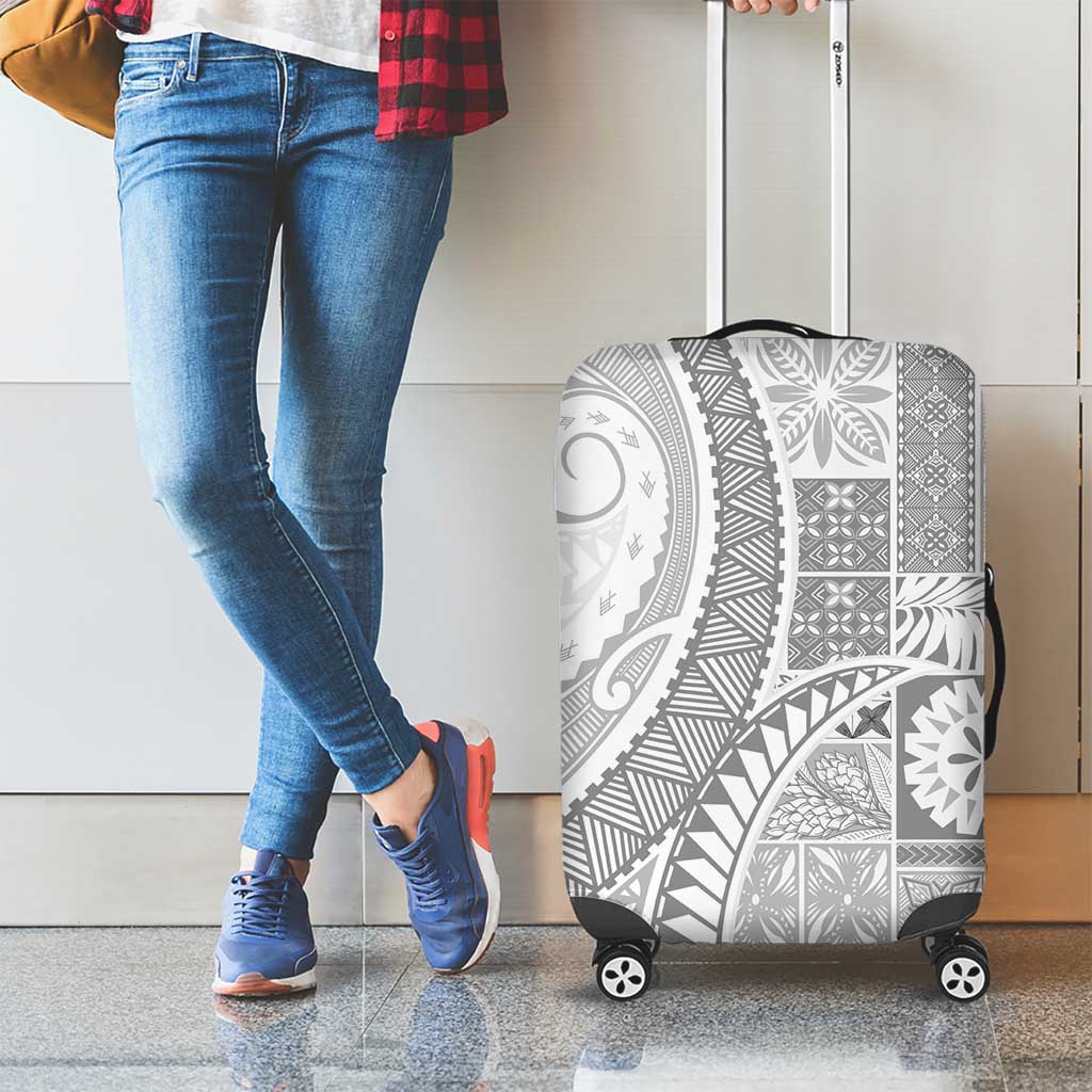 Samoa Siapo White Sunday Luggage Cover Lotu Tamaiti Polynesian White Pattern LT9 - Polynesian Pride