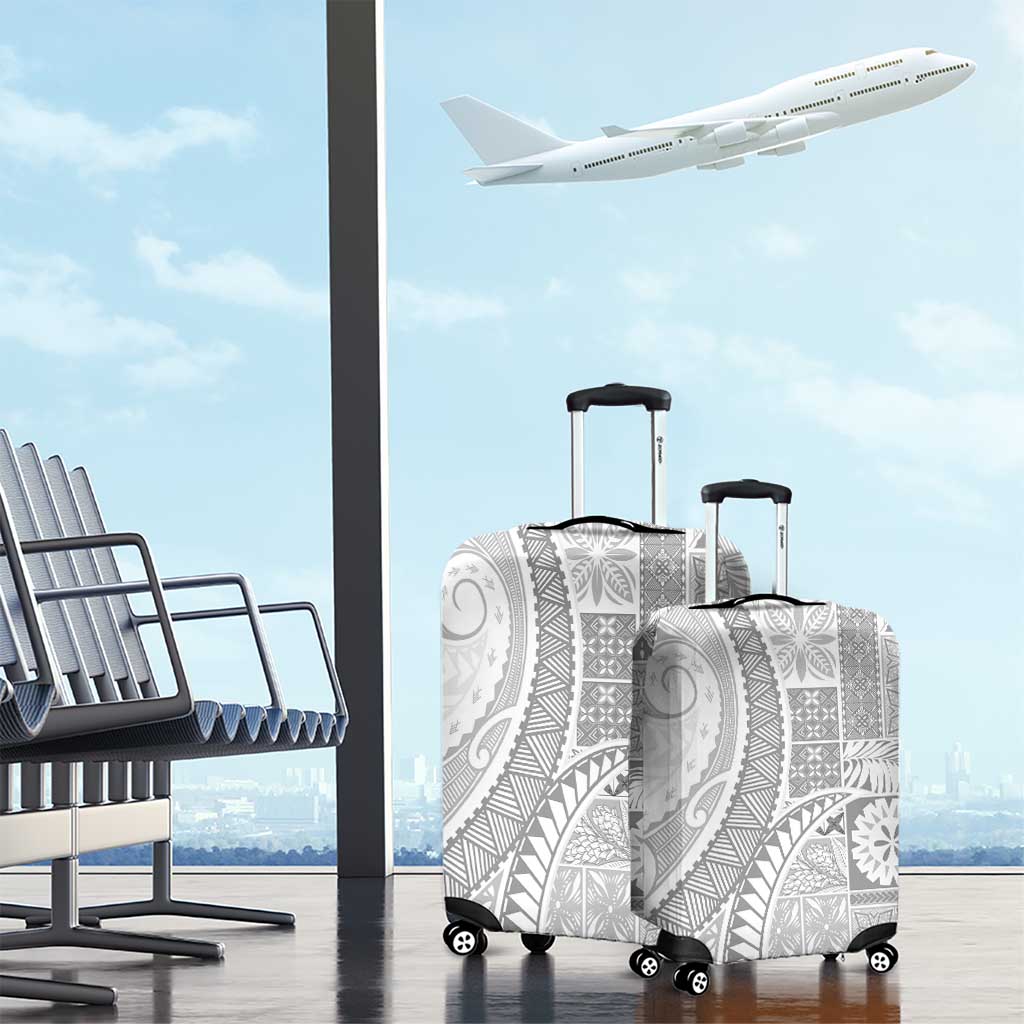 Samoa Siapo White Sunday Luggage Cover Lotu Tamaiti Polynesian White Pattern LT9 - Polynesian Pride
