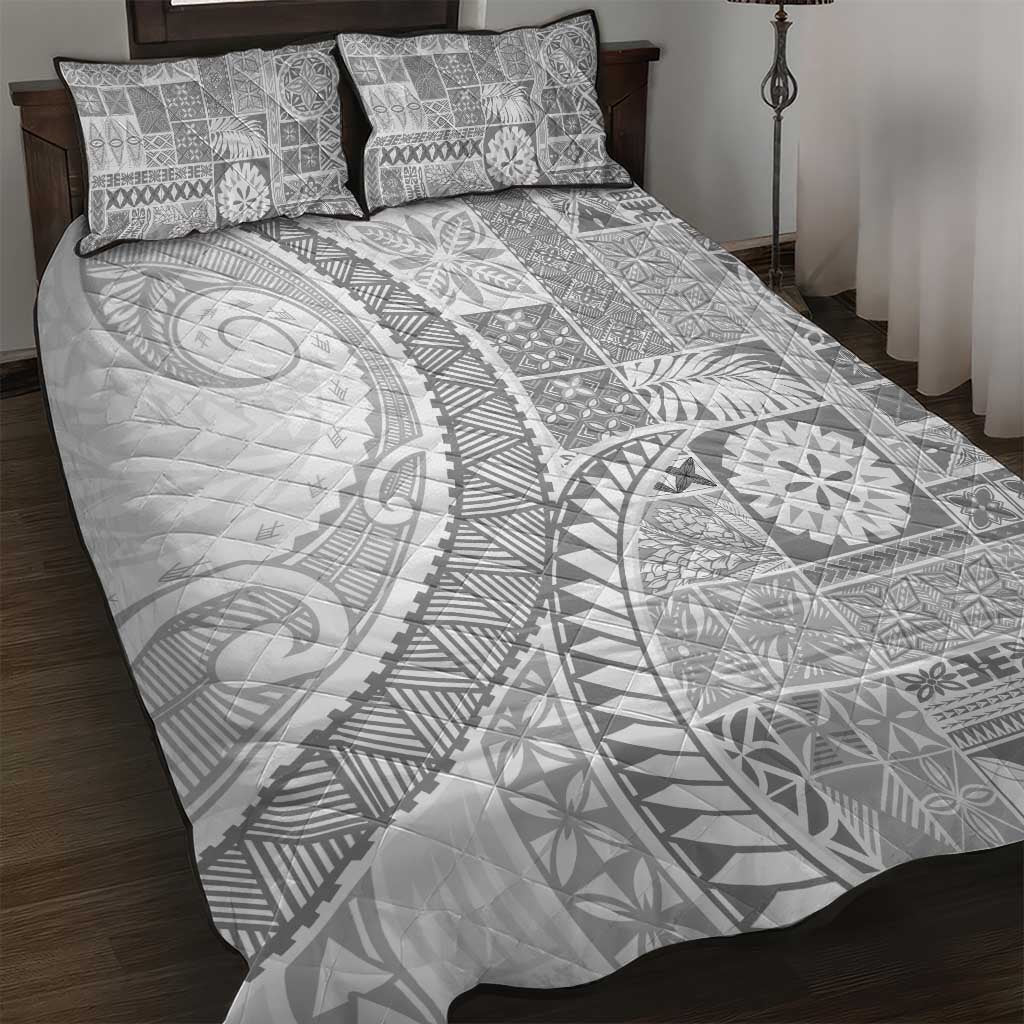 Samoa Siapo White Sunday Quilt Bed Set Lotu Tamaiti Polynesian White Pattern LT9 White - Polynesian Pride
