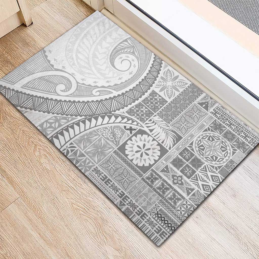 Samoa Siapo White Sunday Rubber Doormat Lotu Tamaiti Polynesian White Pattern LT9 - Polynesian Pride