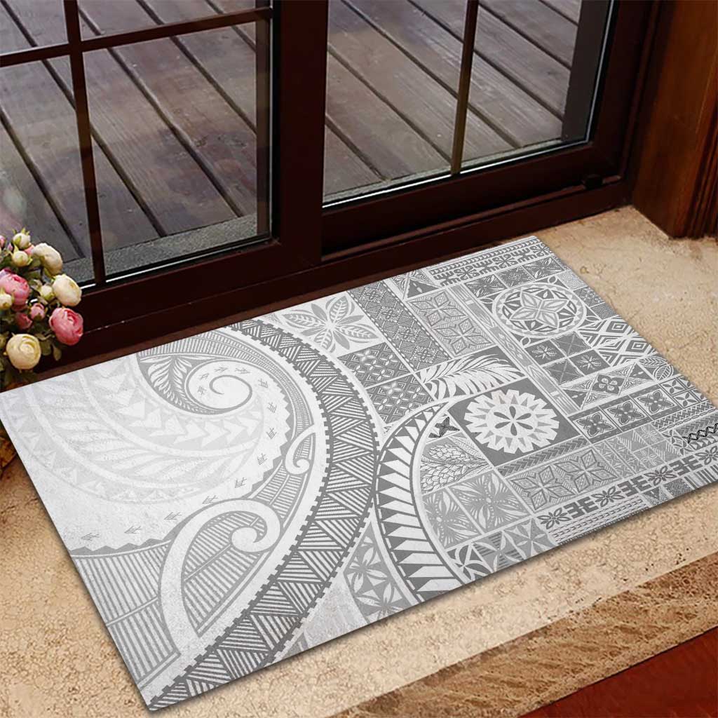Samoa Siapo White Sunday Rubber Doormat Lotu Tamaiti Polynesian White Pattern LT9 - Polynesian Pride