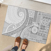 Samoa Siapo White Sunday Rubber Doormat Lotu Tamaiti Polynesian White Pattern LT9 - Polynesian Pride