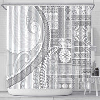 Samoa Siapo White Sunday Shower Curtain Lotu Tamaiti Polynesian White Pattern LT9 - Polynesian Pride