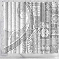 Samoa Siapo White Sunday Shower Curtain Lotu Tamaiti Polynesian White Pattern LT9 - Polynesian Pride