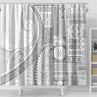 Samoa Siapo White Sunday Shower Curtain Lotu Tamaiti Polynesian White Pattern LT9 - Polynesian Pride