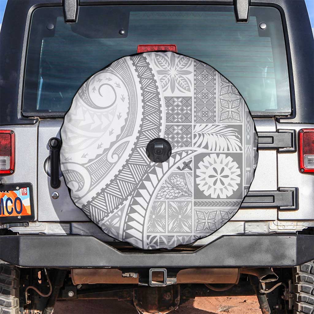 Samoa Siapo White Sunday Spare Tire Cover Lotu Tamaiti Polynesian White Pattern LT9 White - Polynesian Pride