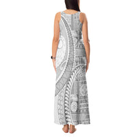 Samoa Siapo White Sunday Tank Maxi Dress Lotu Tamaiti Polynesian White Pattern LT9 - Polynesian Pride
