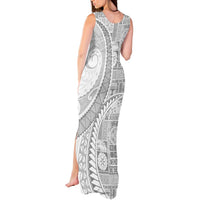 Samoa Siapo White Sunday Tank Maxi Dress Lotu Tamaiti Polynesian White Pattern LT9 - Polynesian Pride
