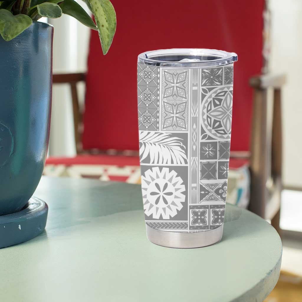 Samoa Siapo White Sunday Tumbler Cup Lotu Tamaiti Polynesian White Pattern LT9 - Polynesian Pride