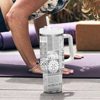 Samoa Siapo White Sunday Tumbler With Handle Lotu Tamaiti Polynesian White Pattern LT9 - Polynesian Pride