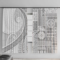 Samoa Siapo White Sunday Window Curtain Lotu Tamaiti Polynesian White Pattern LT9 With Hooks White - Polynesian Pride