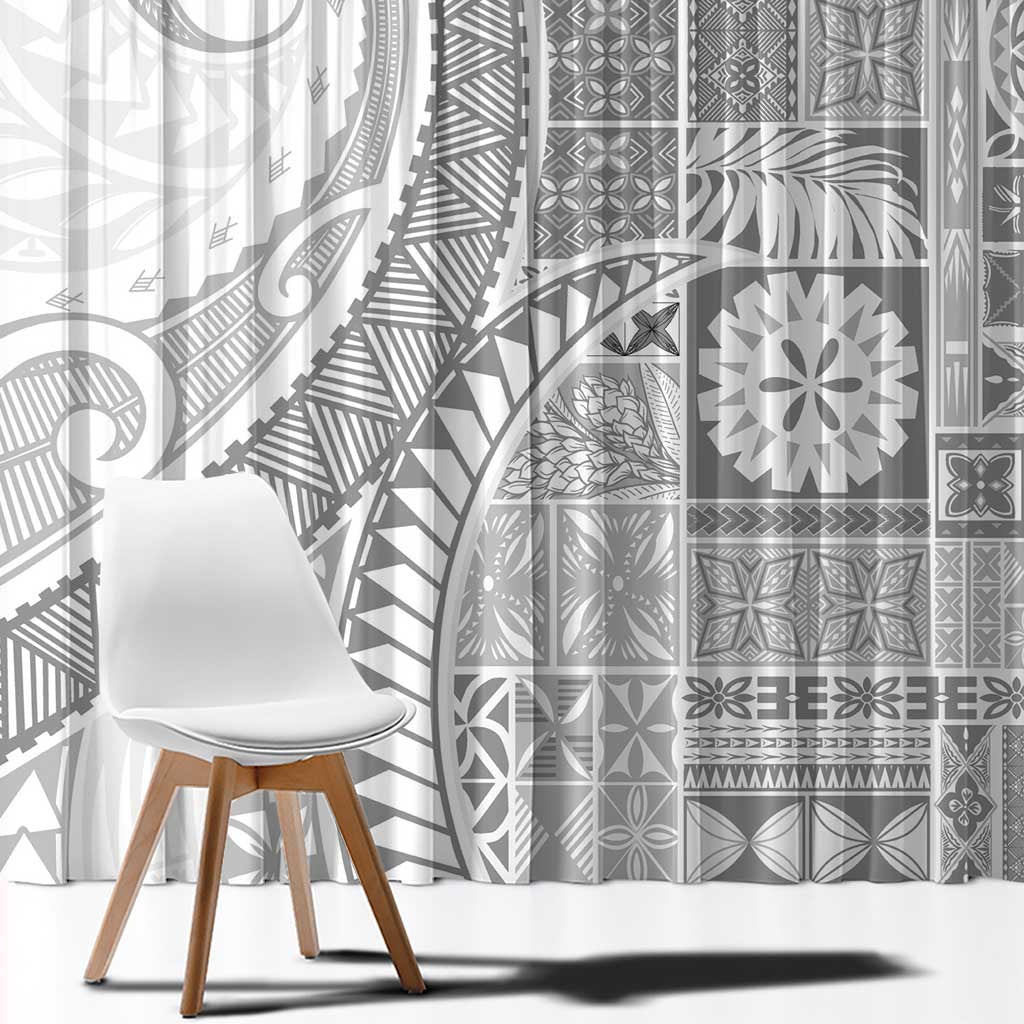 Samoa Siapo White Sunday Window Curtain Lotu Tamaiti Polynesian White Pattern LT9 - Polynesian Pride