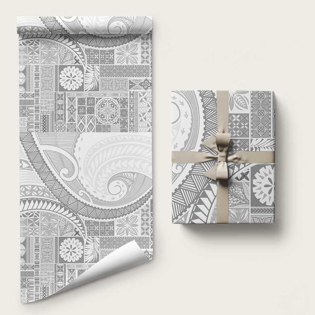 Samoa Siapo White Sunday Wrapping Paper Lotu Tamaiti Polynesian White Pattern LT9 58" × 23" White - Polynesian Pride