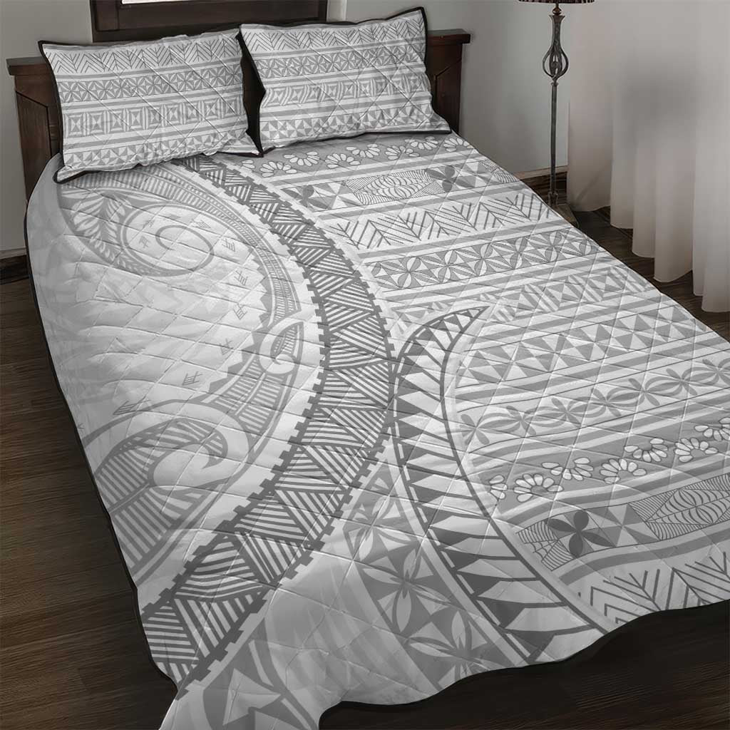 Tokelau White Sunday Quilt Bed Set Lotu Tamaiti Ngatu Tokelau Feletoa Manulua LT9 White - Polynesian Pride