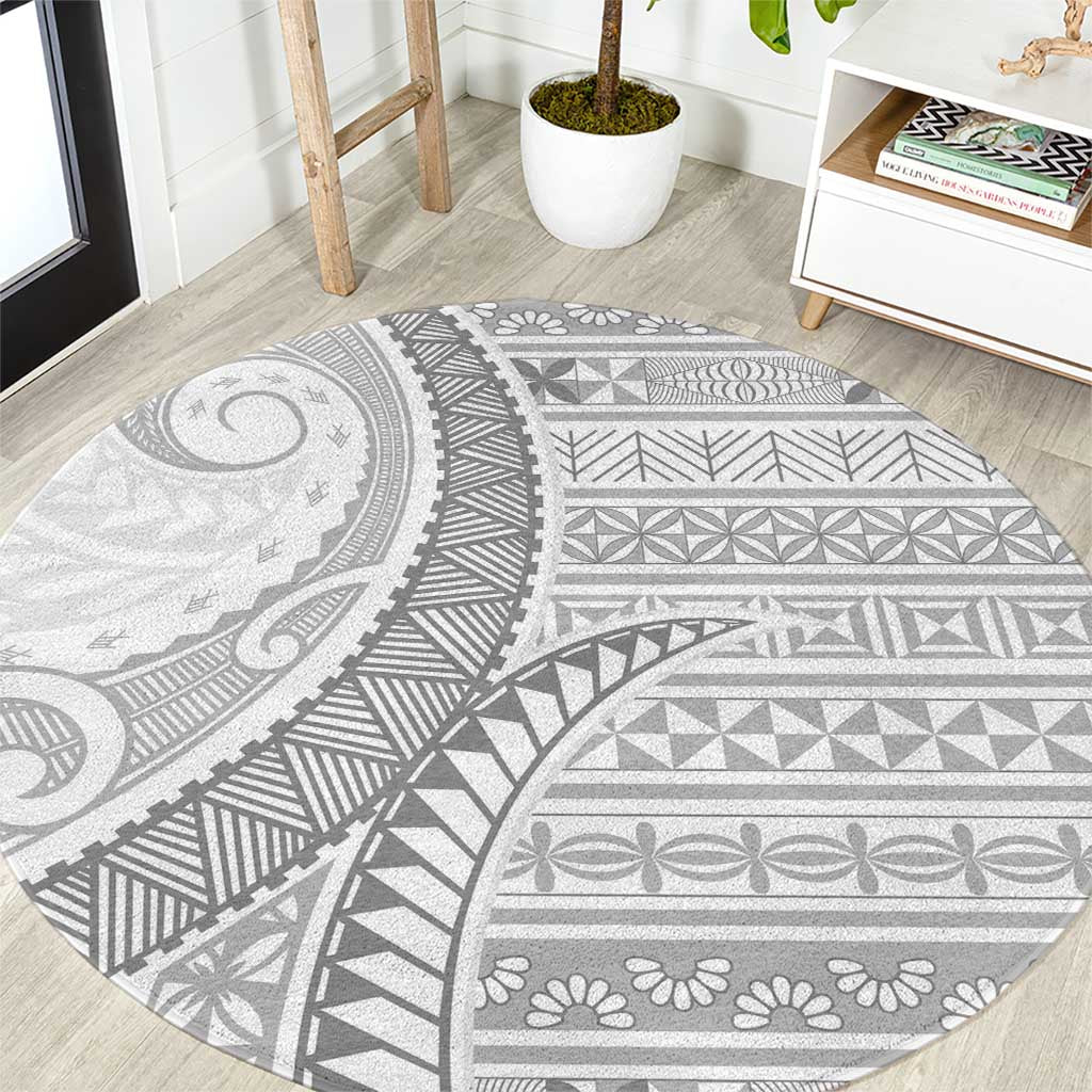 Tokelau White Sunday Round Carpet Lotu Tamaiti Ngatu Tokelau Feletoa Manulua LT9 White - Polynesian Pride